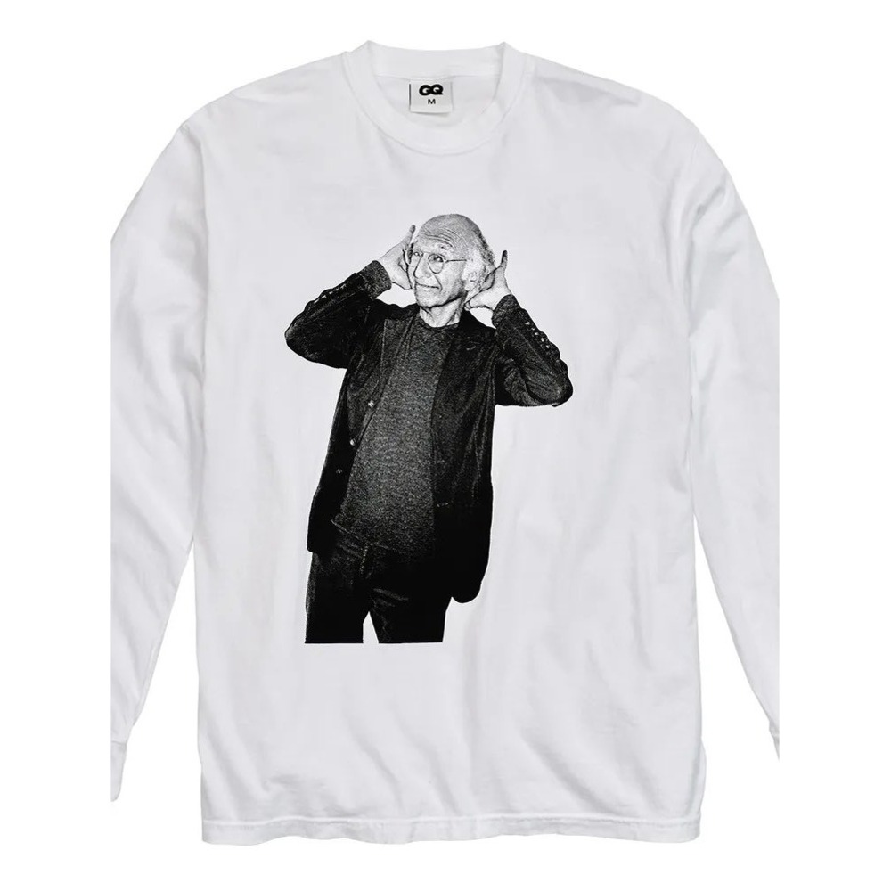 GQ Larry David Graphic Long Sleeve T-Shirt White Small